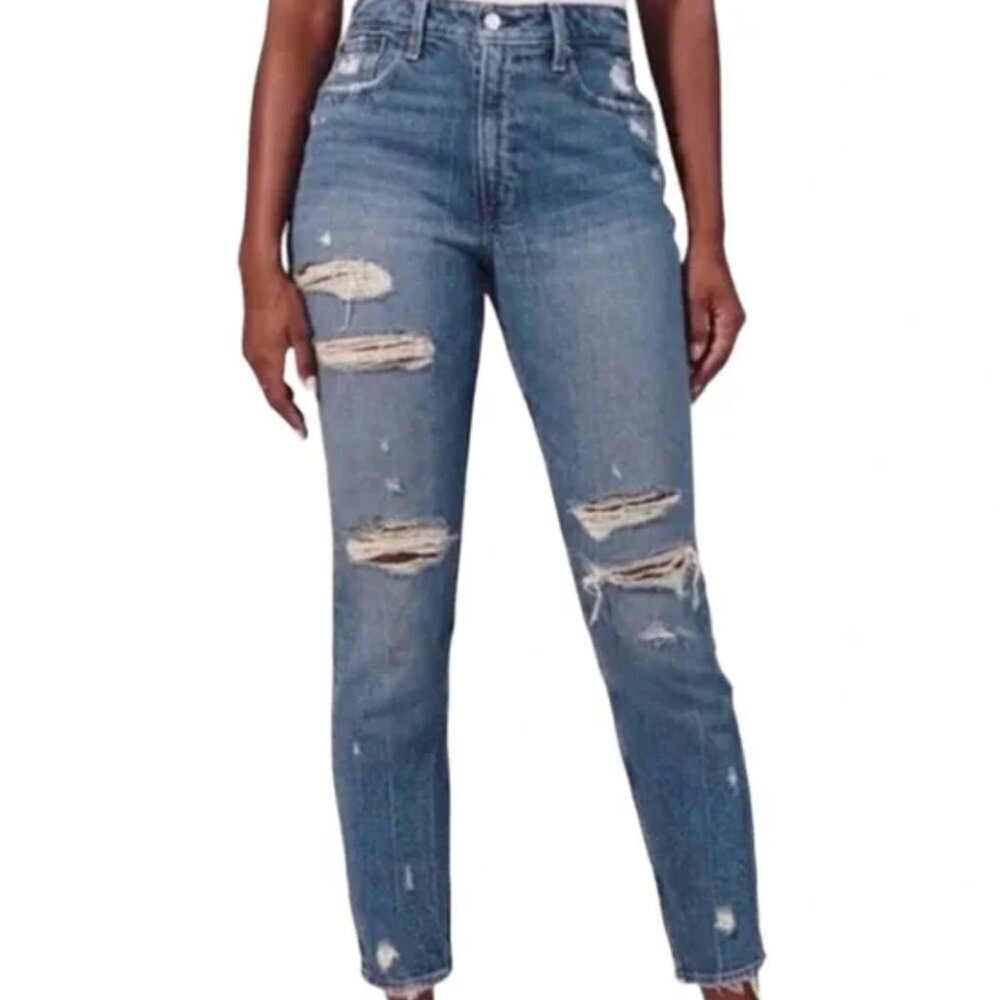 Abercrombie and Fitch Curve Love High Rise Mom Jean Destroyed 24 00 Regular
